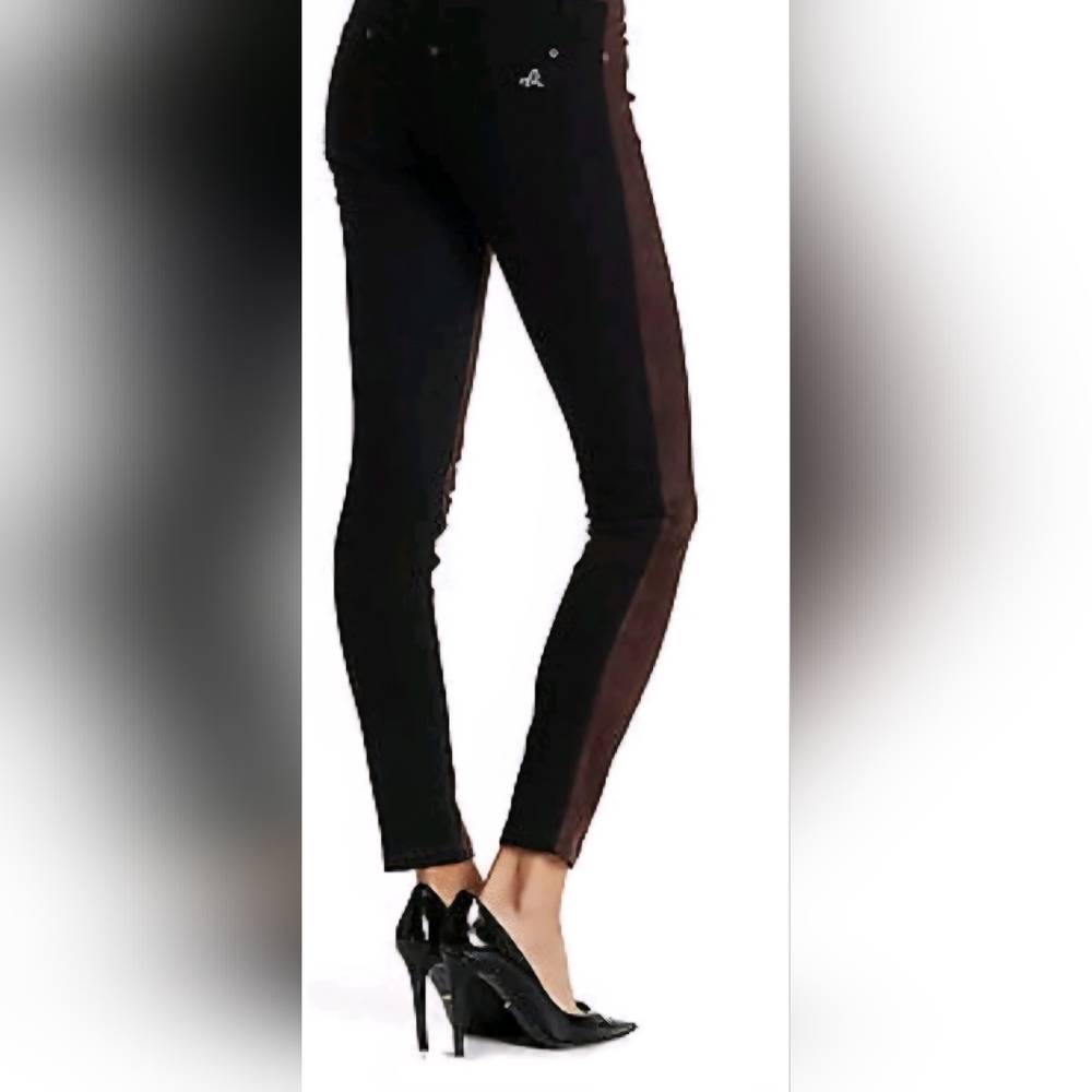 DL1961 Emma Legging Aries Black Brown Sheep Leather Skinny Pants Size 29 EUC